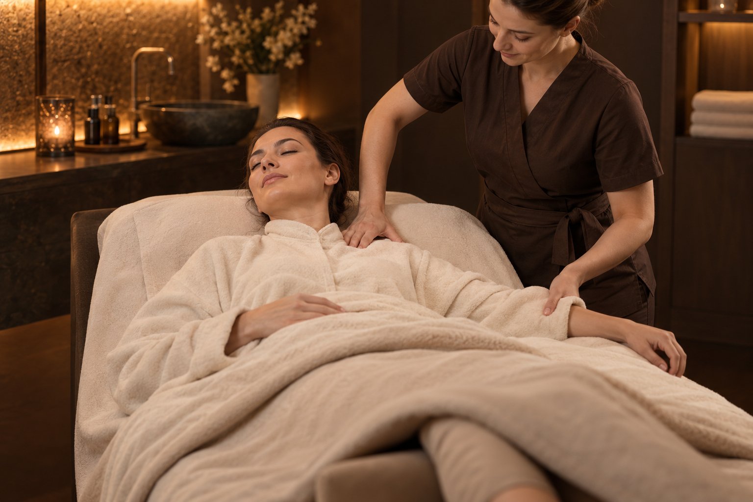 MASSAGE VON BRUST, SCHULTERN, NACKEN & ARMEN